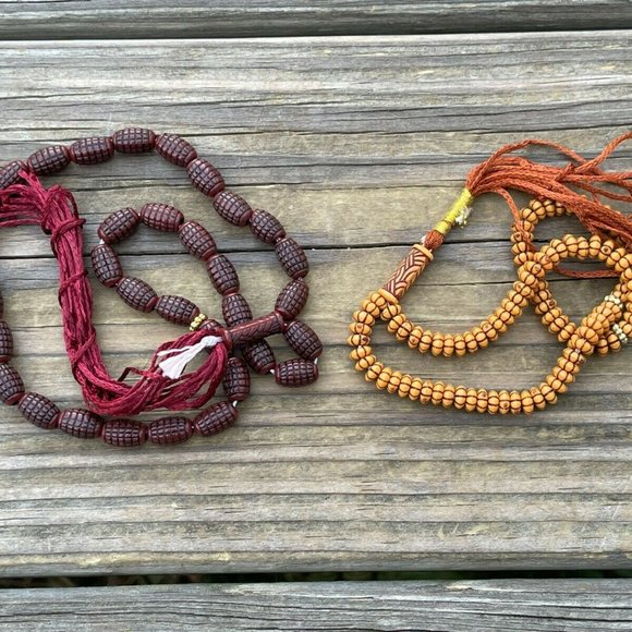 Tasbeeh Prayer Beads Islamic Religious Beads Brown Tan Plastic Tasbeh Lot of 2 - Picture 1 of 11
